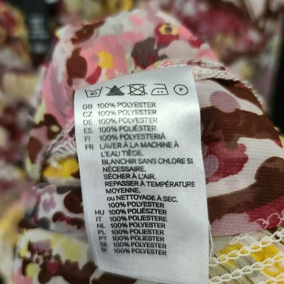 H&M Womens Blouse Multi-Color Size 12 100% Polyester Long Sleeve Buttons Pullon - Picture 8 of 12